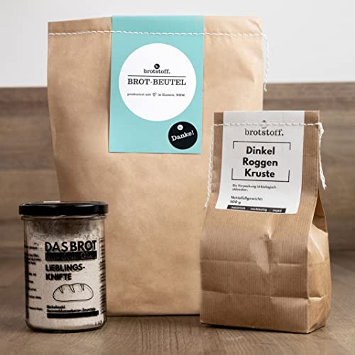 Danke! - Brotbeutel - DAS BROT AUS DEM GLAS, Brotbackmischung & Backform – ideal als Mitarbeitergeschenk, als Dankeschön, vegan, 1 Glas Lieblingsknifte & Dinkel-Roggen-Kruste Danke! - Brotbeutel - DAS BROT AUS DEM GLAS, Brotbackmischung & Backform – ideal als Mitarbeitergeschenk, als Dankeschön, vegan, 1 Glas Lieblingsknifte & Dinkel-Roggen-Kruste von b. brotstoff.