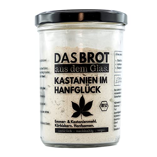 brotstoff – Bio-Kastanien im Hanfglück - DAS BROT AUS DEM GLAS, Brotbackmischung und Backform – ideal als Einzugsgeschenk, als Geburtstagsgeschenk, 1 Glas wiederverwendbar als Backform von b. brotstoff.