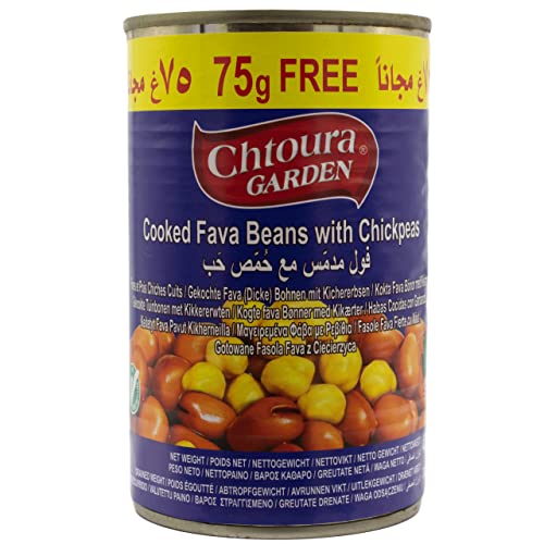 Chtoura Garden Foul Medammas mit Kichererbsen 400 g + 75 g gratis (Abtropfgewicht 310 g) - gekochte Favabohnen verzehrfertig- veganer Bohnensalat von baba GOURMET