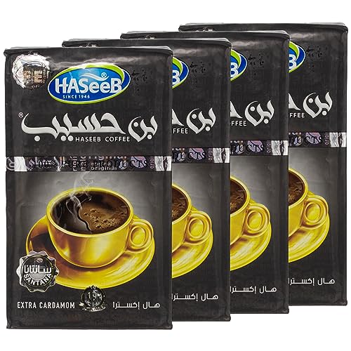 Haseeb - Arabischer Mokka Extra Kardamom - Orientalischer Kaffee - Mokka mit Kardamom schwarz 500 g (4 x 500 g) von baba GOURMET