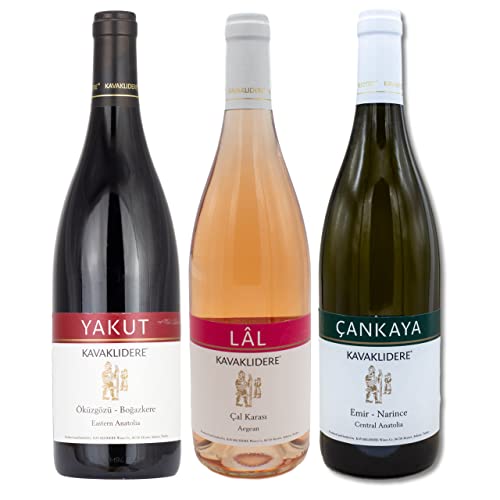 Kavaklidere - Probierset Türkischer Rotwein Yakut, Weißwein Cankaya, Rosé Lal je 0,75 l - Das perfekte Weingeschenk - vegan - Weinset aus der Türkei von baba GOURMET