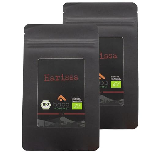 baba GOURMET - 2er Pack Original Bio Harissa Gewürz 50 g - Mit natürlichen Premium Zutaten - Gewürzmischung für orientalische Gerichte - Gewürzpulver natürlich ohne Zusatzstoffe und Aromen von baba GOURMET
