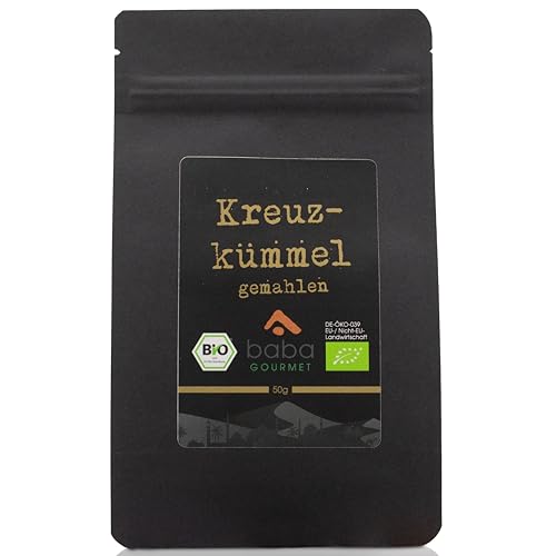 baba GOURMET - Original Bio Kreuzkümmel gemahlen 50 g - 100% Kumin Pulver naturrein für orientalische Gerichte - Cumin-Pulver aus Kreuzkümmelsamen - Kreuzkümmelpulver ohne Zusatzstoffe und Aromen von baba GOURMET