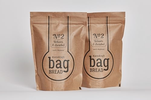 2er Pack: Brotbackmischung BagBread KornKraft No. 2 Urkorn & Zwiebel Brotbackmischung ohne Hefe & ohne Weizen in der Tüte 2 x 750g von bag BREAD