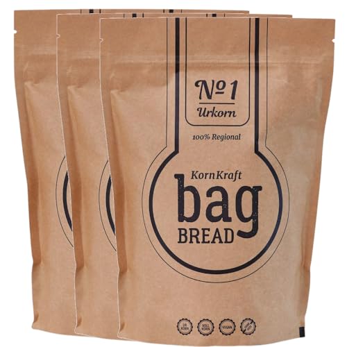 3er Pack: Brotbackmischung BagBread KornKraft No. 1 Urkorn Brotbackmischung ohne Hefe & ohne Weizen in der Tüte 3 x 750g von bag BREAD