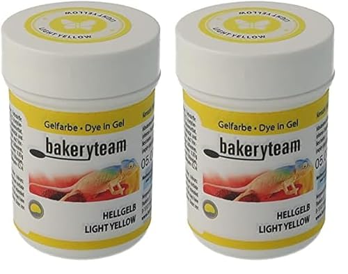 bakeryteam Lebensmittelfarbe Glasurfarbe Icing Colour Gelfarbe Light Yellow, 35 g (Packung mit 2) von bakeryteam