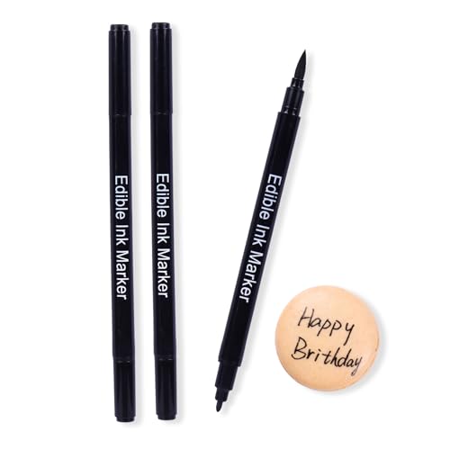 3 Stück Essbar Lebensmittelstift Schwarz 3er Set Mit Zweifacher Spitzenausführung Vegan, Glutenfrei, Fondant Lebensmittelfarbe Schwarz Zum Malen und Schreiben auf Torten & Co. 3 Stück Essbar Lebensmittelstift Schwarz 3er Set Mit Zweifacher Spitzenausführung Vegan, Glutenfrei, Fondant Lebensmittelfarbe Schwarz Zum Malen und Schreiben auf Torten & Co. von bayep