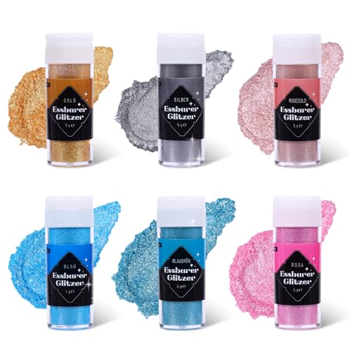 Essbares Glitzer Set 5g x 6 Farben Lebensmittel Glitzer für Getränke, Glitzerpulver Geschmacksneutrales Lebensmittelfarbe Pulver, Glitzerpuder für Torten, Champagner, Kuchen, Fondant, Cocktail,Wein Essbares Glitzer Set 5g x 6 Farben Lebensmittel Glitzer für Getränke, Glitzerpulver Geschmacksneutrales Lebensmittelfarbe Pulver, Glitzerpuder für Torten, Champagner, Kuchen, Fondant, Cocktail,Wein von bayep