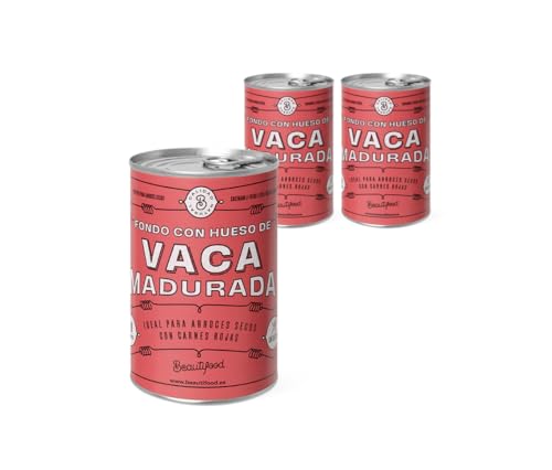 Beautifood Konzentrierte Brühe, gereifter Kuhboden, ideal für trockenen Reis mit rotem Fleisch, 100 % natürlich und glutenfrei, 4 Portionen x Dose (Inhalt pro Dose 400 g), 3 Stück von beautifood