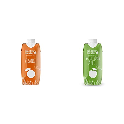 beckers bester Orange - 12er Pack - Orangensaft - 100% natürlicher Direktsaft - Co2-neutral hergestellt - Vegan - Ohne Gentechnik - (12 x 330 ml) & Naturtrüber Apfel - Apfelsaft - 12 x 330 ml von beckers bester