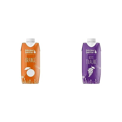 beckers bester Orange - 12er Pack - Orangensaft & Rote Traube - 12er Pack - Traubensaft - 100% natürlicher Direktsaft von beckers bester