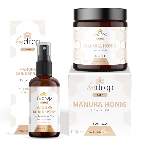 bedrop | Echtes Manuka Set, Manuka Honig MGO400+ & Manuka Propolis Anis Halsspray Spray Mundspray zum Sparpreis von bedrop