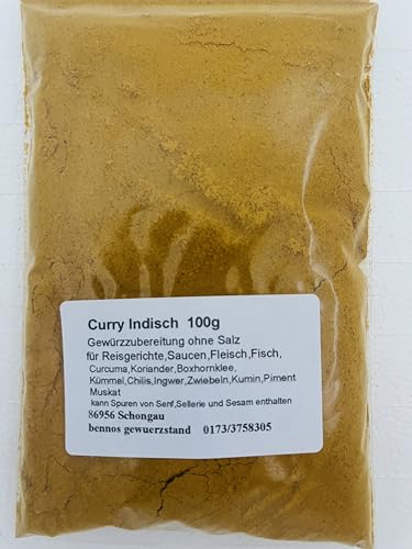 Curry Indisch 100g, Gewürzzubereitung ohne Salz Curry Indisch 100g, Gewürzzubereitung ohne Salz von bennos gewuerzstand