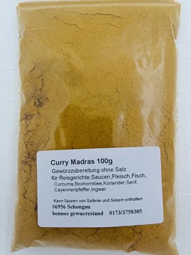 Curry Madras 100 g, Gewürzzubereitung ohne Salz Curry Madras 100 g, Gewürzzubereitung ohne Salz von bennos gewuerzstand