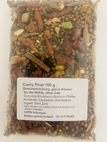 Curry Pirat 100 g, Gewürzmischung, ganze Körner für die Mühle, ohne Salz von bennos gewuerzstand