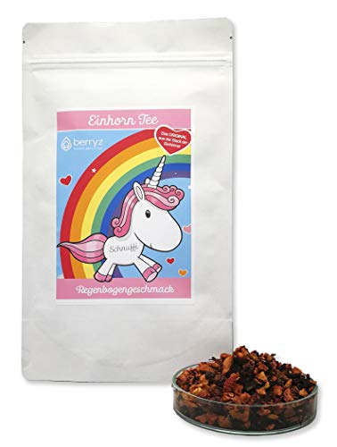 Einhorn Tee Regenbogengeschmack. Das Geschenk für Einhorn Fans | 100g loser Früchtetee als Kindertee Eistee von berryz