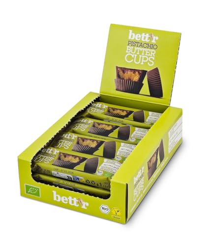 Bett’r Bio Pistaziencreme Butter cups - 100% Vegan, Organic und frei von Palmöl - 12 x 39 g von bett'r GUILT FREE