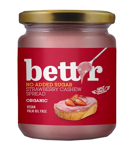 Bett’r Erdbeer Cashew Creme ohne Zuckerzusatz - 100% Bio, Vegan und frei von Palmöl - 250g Bett’r Erdbeer Cashew Creme ohne Zuckerzusatz - 100% Bio, Vegan und frei von Palmöl - 250g von bett'r GUILT FREE