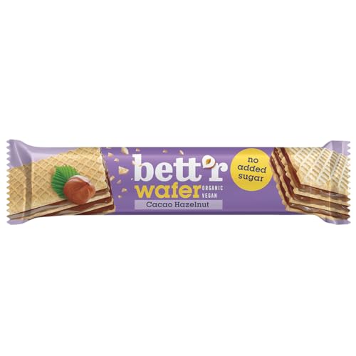 Bett'r BIO Waffel mit Haselnuss-Kakao-Creme, ohne Zuckerzusatz, Vegan - 20x30g von bett'r GUILT FREE