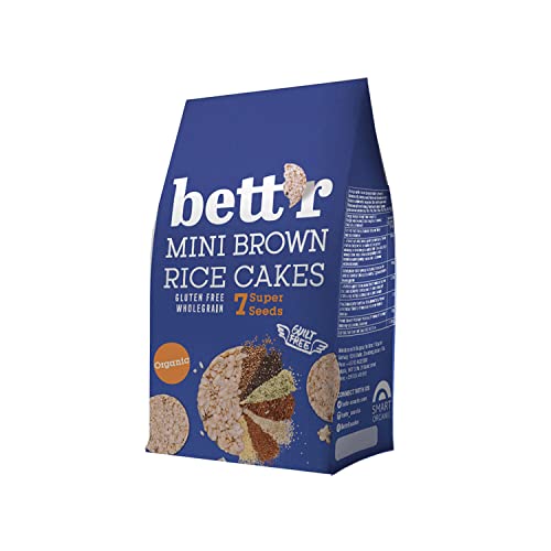 Bett’r Mini Brown Rice Cakes 7 Super Seeds, Bio, Organisch, Gluten free Vegane Snacks-18 x 50g von bett r