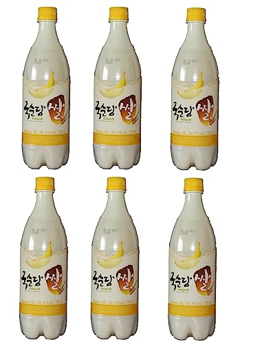 bick.shop® 6x Makgeolli 750ml Korea Alkohol Getränk Sparkling 3-6% Alk. Vol inkl. 0,25€/Flasche EINWEG-Pfand (ges.1,50€) (Banane) von bick.shop