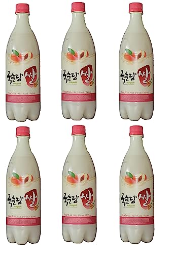 bick.shop® 6x Makgeolli 750ml Korea Alkohol Getränk Sparkling 3-6% Alk. Vol inkl. 0,25€/Flasche EINWEG-Pfand (ges.1,50€) (Pfirsich) von bick.shop