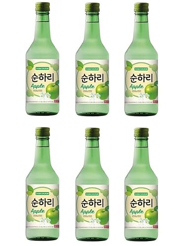bick.shop® 6x Soju 360ml Korea original 12-13% Vol Alk. Branntwein Reiswein koreanischer Wodka Jinro (Apfel) von bick.shop