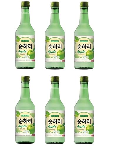bick.shop® 6x Soju 360ml Korea original 12-13% Vol Alk. Branntwein Reiswein koreanischer Wodka Jinro (Apfel) von bick.shop
