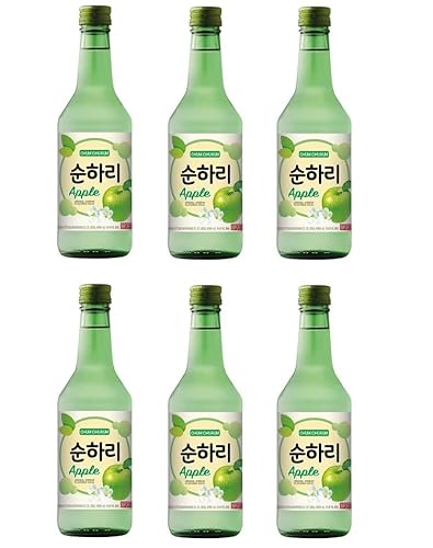 bick.shop® 6x Soju 360ml Korea original 12-13% Vol Alk. Branntwein Reiswein koreanischer Wodka Jinro (Apfel) von bick.shop