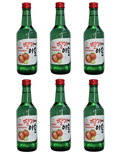 bick.shop® 6x Soju 360ml Korea original 12-13% Vol Alk. Branntwein Reiswein koreanischer Wodka Jinro (Erdbeere) von bick.shop