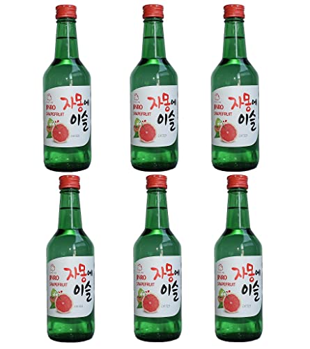 bick.shop® 6x Soju 360ml Korea original 12-13% Vol Alk. Branntwein Reiswein koreanischer Wodka Jinro (Grapefruit) von bick.shop