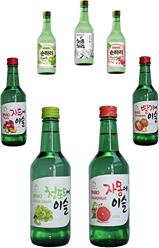 bick.shop® 6x Soju 360ml Korea original 12-13% Vol Alk. Branntwein Reiswein koreanischer Wodka Jinro (MIX) von bick.shop