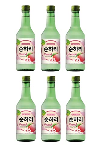 bick.shop® 6x Soju 360ml Korea original 12-13% Vol Alk. Branntwein Reiswein koreanischer Wodka Jinro (Pfirsich) von bick.shop