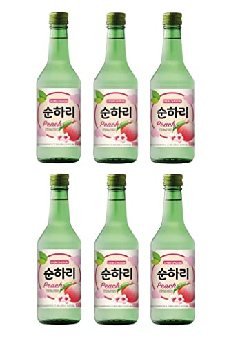 bick.shop® 6x Soju 360ml Korea original 12-13% Vol Alk. Branntwein Reiswein koreanischer Wodka Jinro (Pfirsich) von bick.shop
