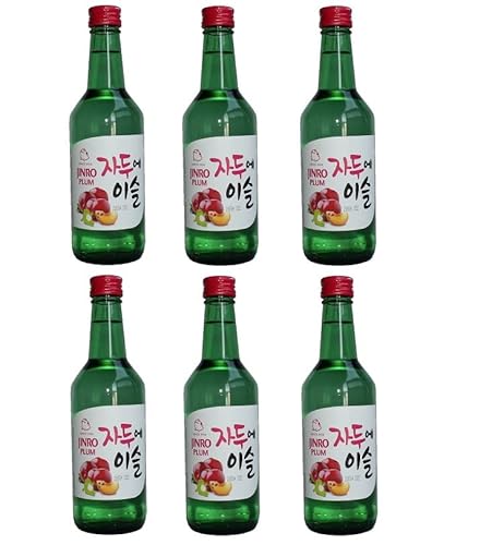 bick.shop® 6x Soju 360ml Korea original 12-13% Vol Alk. Branntwein Reiswein koreanischer Wodka Jinro (Pflaume) von bick.shop