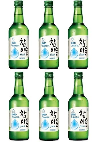 bick.shop® 6x Soju 360ml Korea original 12-21% Vol Alk. Branntwein Reiswein koreanischer Wodka Jinro (Fresh) von bick.shop