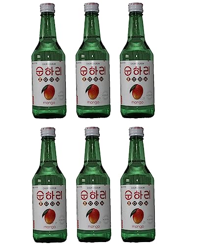 bick.shop® 6x Soju 360ml Korea original 12-21% Vol Alk. Branntwein Reiswein koreanischer Wodka Jinro (Mango) von bick.shop