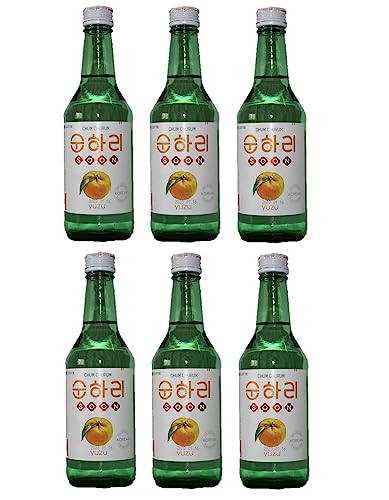 bick.shop® 6x Soju 360ml Korea original 12-21% Vol Alk. Branntwein Reiswein koreanischer Wodka Jinro (Yuzu) von bick.shop