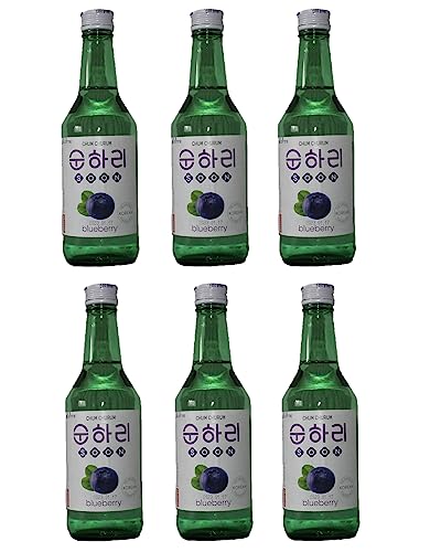 bick.shop® 6x Soju 360ml Korea original 12-21% Vol Alk. Branntwein Reiswein koreanischer Wodka Jinro (blueberry) von bick.shop