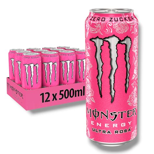 12 x Monster Energy Ultra Rosa - koffeinhaltiger Energy Drink mit erfrischendem Grapefruit Geschmack - ohne Zucker und ohne Kalorien- von bier