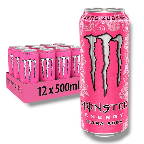 12 x Monster Energy Ultra Rosa - koffeinhaltiger Energy Drink mit erfrischendem Grapefruit Geschmack - ohne Zucker und ohne Kalorien- von Bier