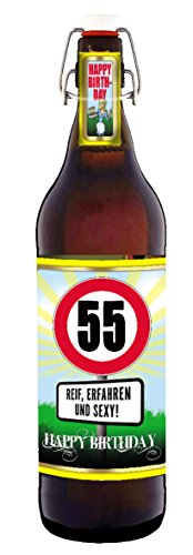 55 Jahre - 1 Liter Flasche Bier mit Bügelverschluss (keine Geschenkverpackung) von bierundmehr