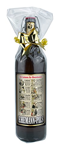 Ehemann Pils 1 Liter Flasche Bier mit Bügelverschluss (mit Geschenkfolie & Schleife) von bierundmehr