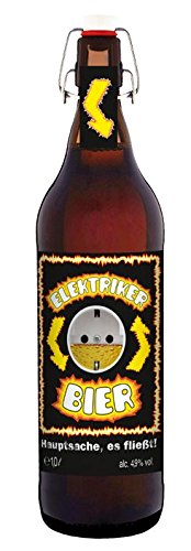 Elektriker Bier 1 Liter Flasche mit Bügelverschluss (keine Geschenkverpackung) von bierundmehr