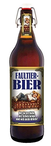 Faultier- Bier 1 Liter Flasche mit Bügelverschluss (keine Geschenkverpackung) von bierundmehr