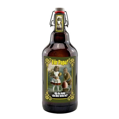 Frohe Ostern 2 Liter XXL-Flasche Bier mit Bügelverschluss (Für Papa) von bierundmehr