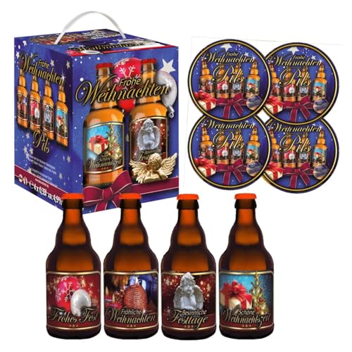 Frohe Weihnachten im Bierwürfel 4 Weihnachtsbiere mit 4 Sammlerdeckeln von bierundmehr