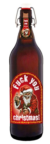 Fuck you Christmas 1 Liter Flasche mit Bügelverschluss (keine Geschenkverpackung) von bierundmehr