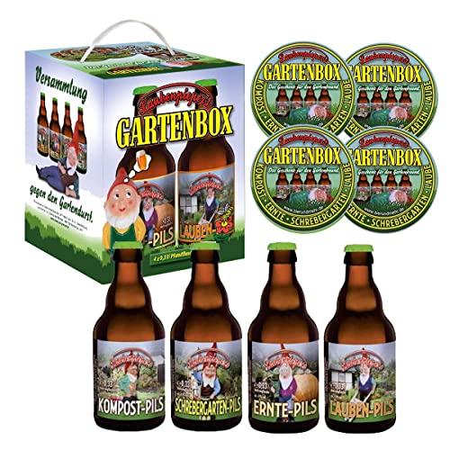 Garten Bier Würfel mit 4 Spaßbieren und 4 Bierdeckeln Garten Bier Würfel mit 4 Spaßbieren und 4 Bierdeckeln von bierundmehr