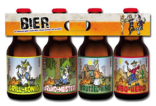 Grill Bier im witzigen 4er Bierschaum-Träger (4 x 0,33l) von bierundmehr